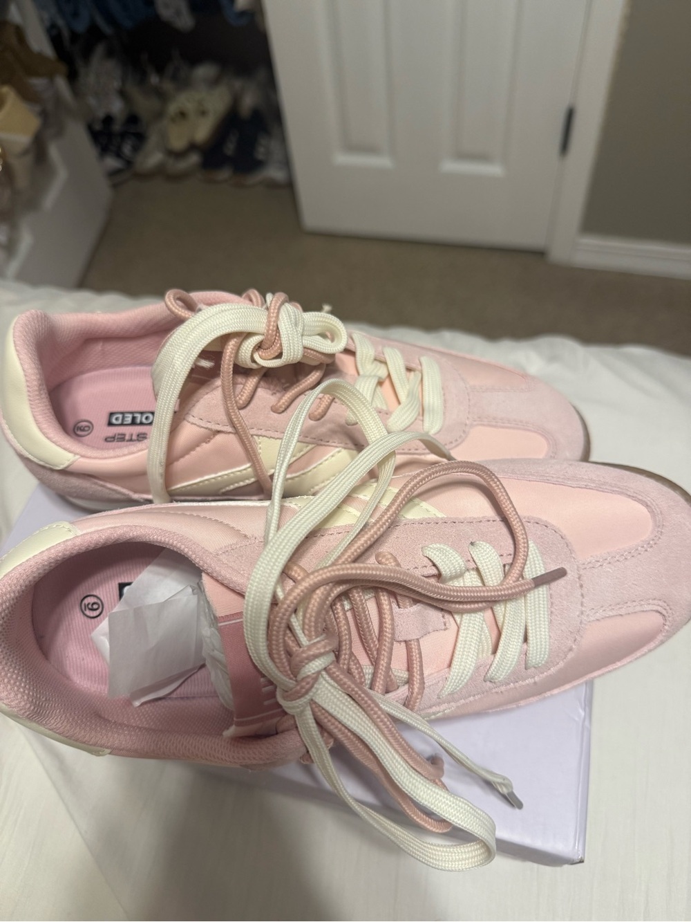 Women's Pink Retro Runner Sneakers - Cream Accent - Picture 3 of 3